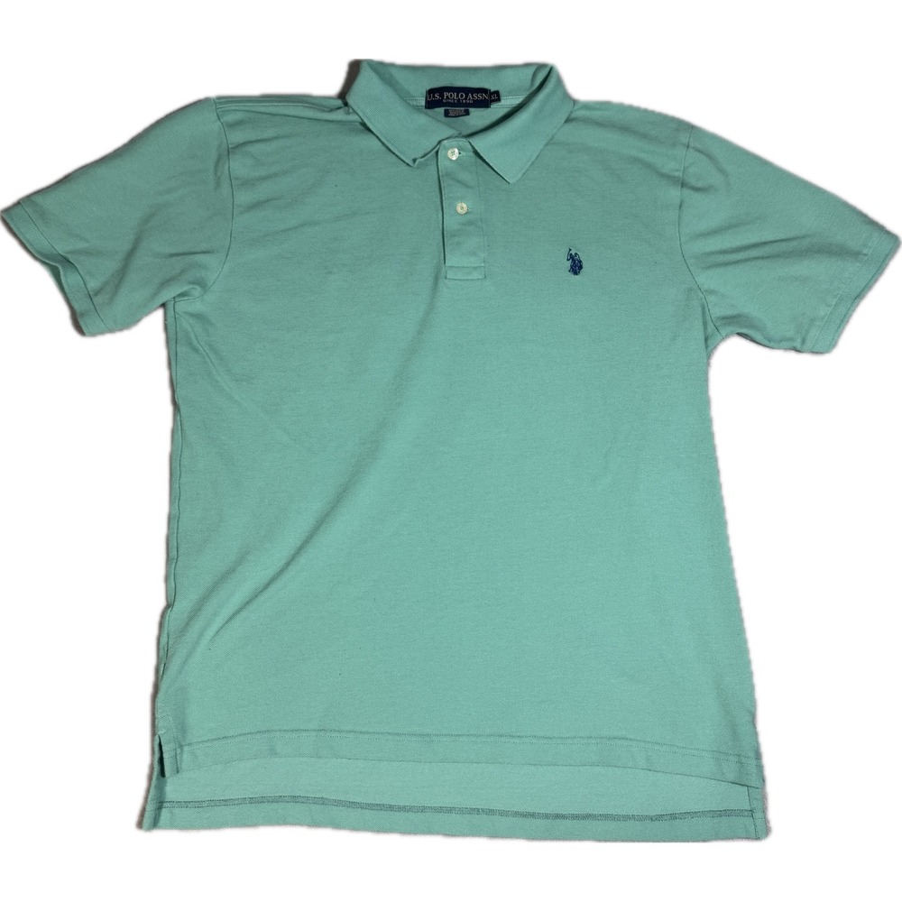 US Polo Assn Mens XL Polo Shirt Seafoam Green Cotton‎ Pique Short Sleeve Logo